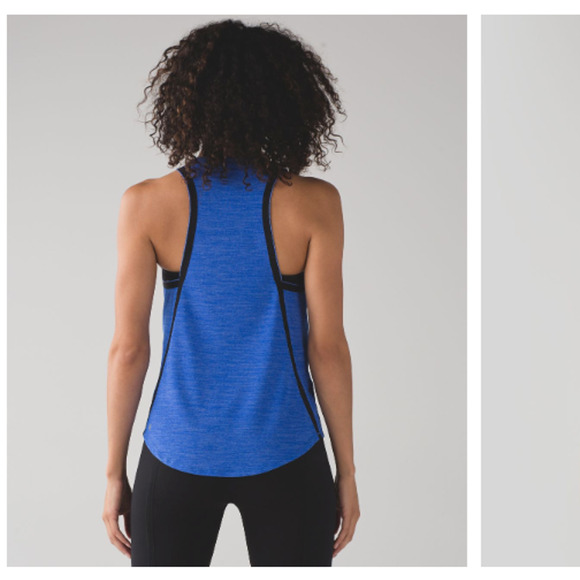 Lululemon Womens On Track Singlet Tank Top Blue Black Size 6 EUC Clean - Picture 1 of 10